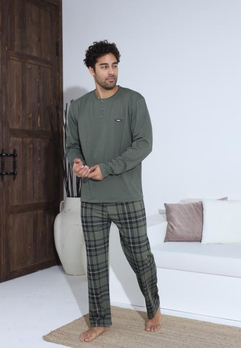 Pijama Barbati ,Maneca si Pantaloni Lungi,Culoare Verde,Engros